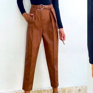 Aritzia Babaton Vegan Leather Belted Pants trousers 00